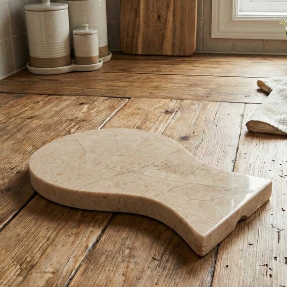 Beige Marble Spoon Rest, Natural Tan Utensil Holder, Christmas Housewarming Gift - Picture 9 of 12